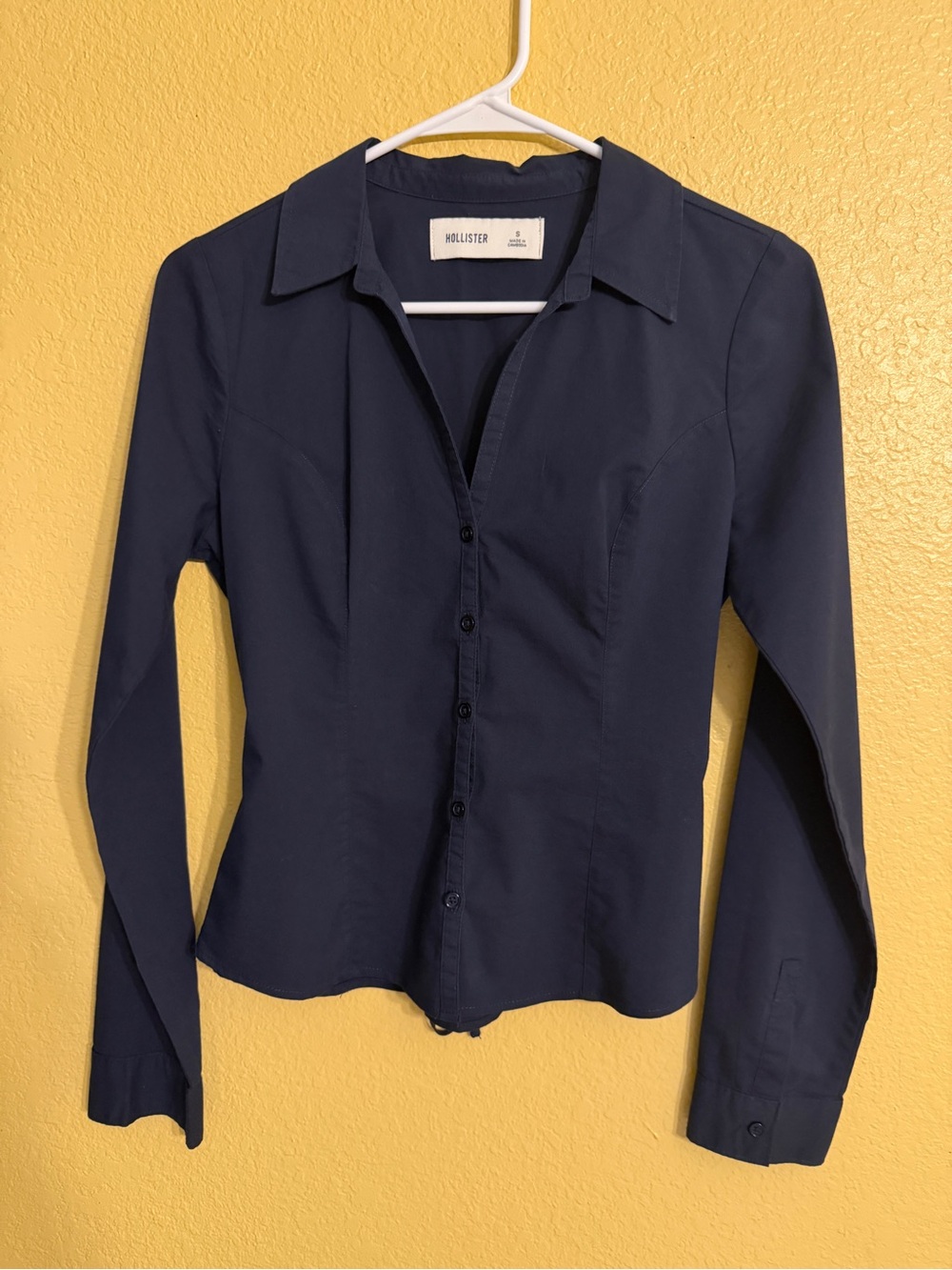 Hollister Dark Navy Fitted Button-Down Shirt